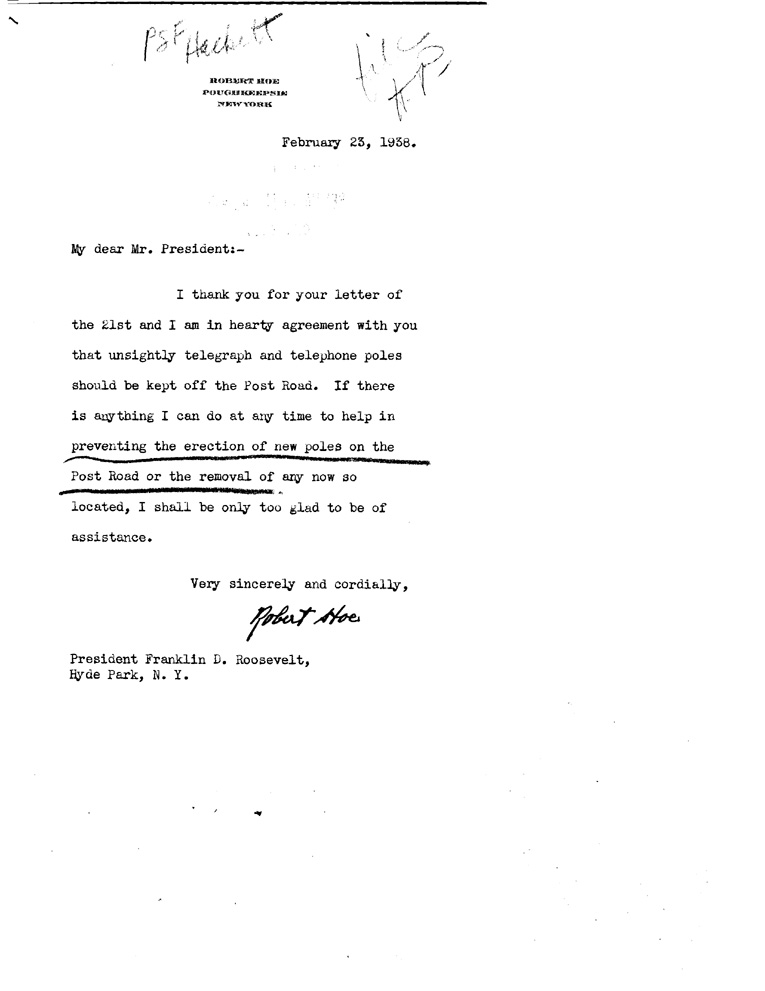 [a908ag01.jpg] - Letter to Hackett from FDR February 7, 1938