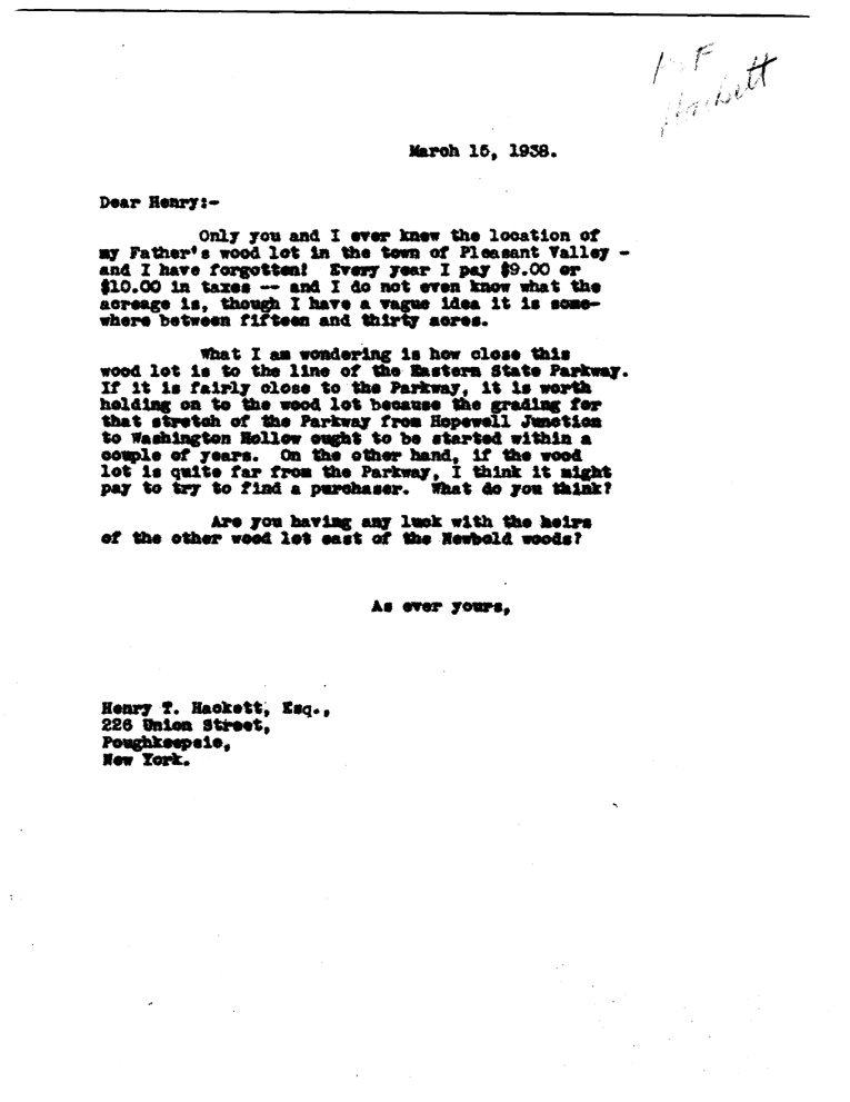 [a908av01.jpg] - Letter to Robert Hoe from FDR February 21, 1938