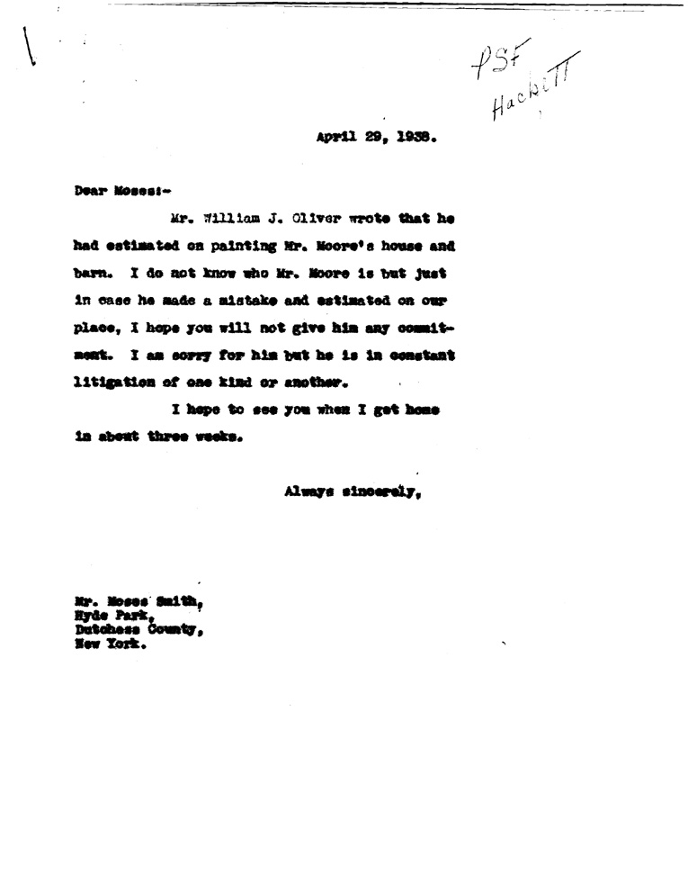 [a908be01.jpg] - Letter to FDR from Hackett April 14, 1938