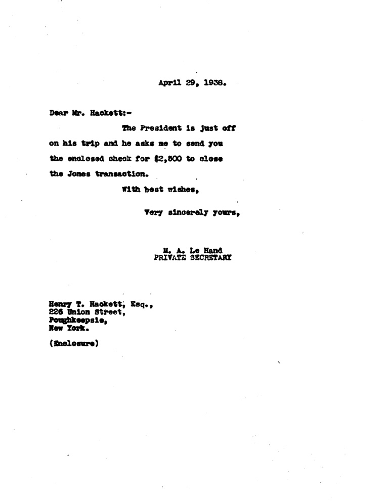 [a908bh01.jpg] - Letter to Hackett from FDR April 27, 1938