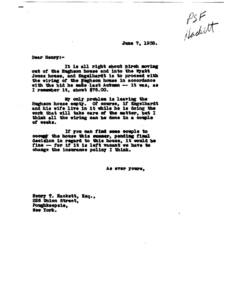 [a908bt01.jpg] - Memo to Hackett from FDR May 11, 1938