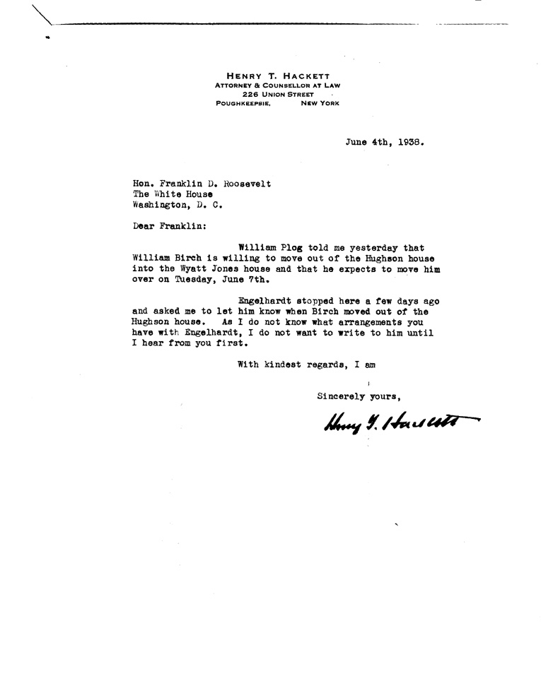 [a908bu01.jpg] - Letter to FDR from Hackett May 10, 1938