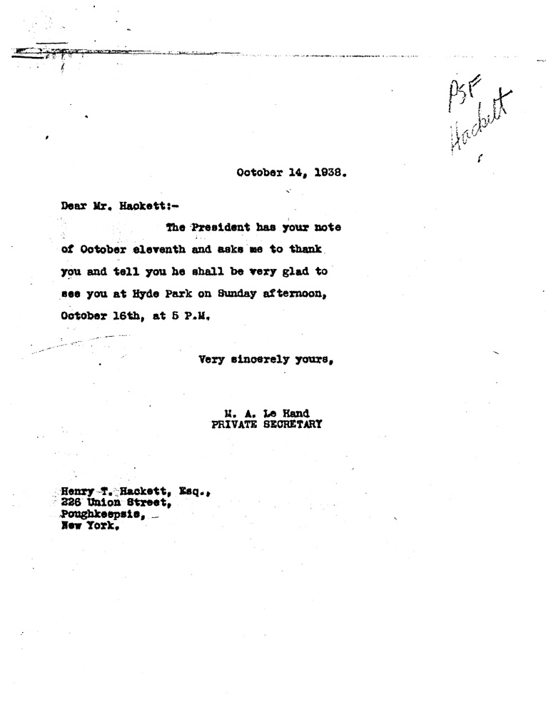 [a908ch01.jpg] - Letter to FDR from Hackett September 21, 1938