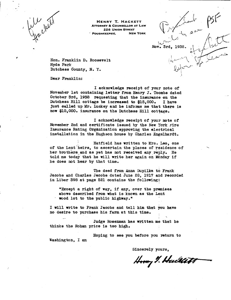 [a908cn01.jpg] - Letter to FDR from Hackett October 11, 1938