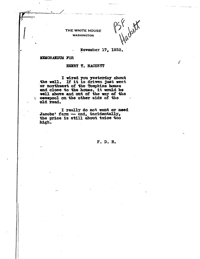 [a908cq01.jpg] - Letter to Mrs. Backer from Hackett October 24, 1938