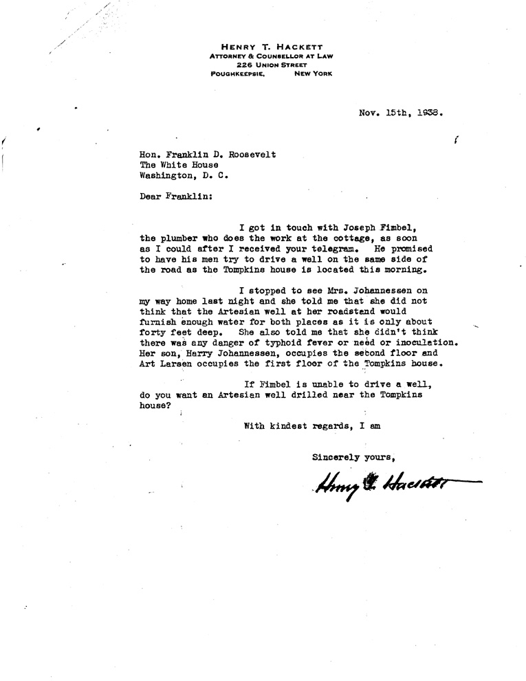 [a908cu01.jpg] - Letter to FDR from Hackett November 12, 1938