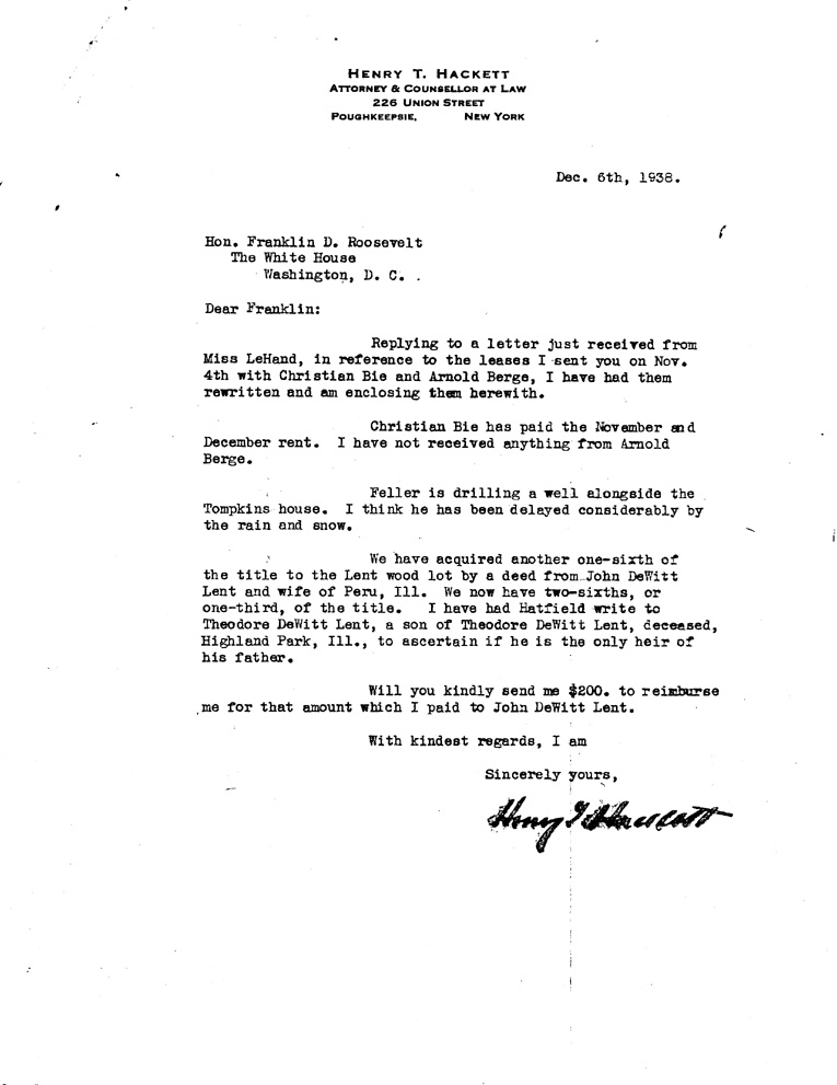 [a908dc01.jpg] - Letter to FDR from Hackett November 29, 1938