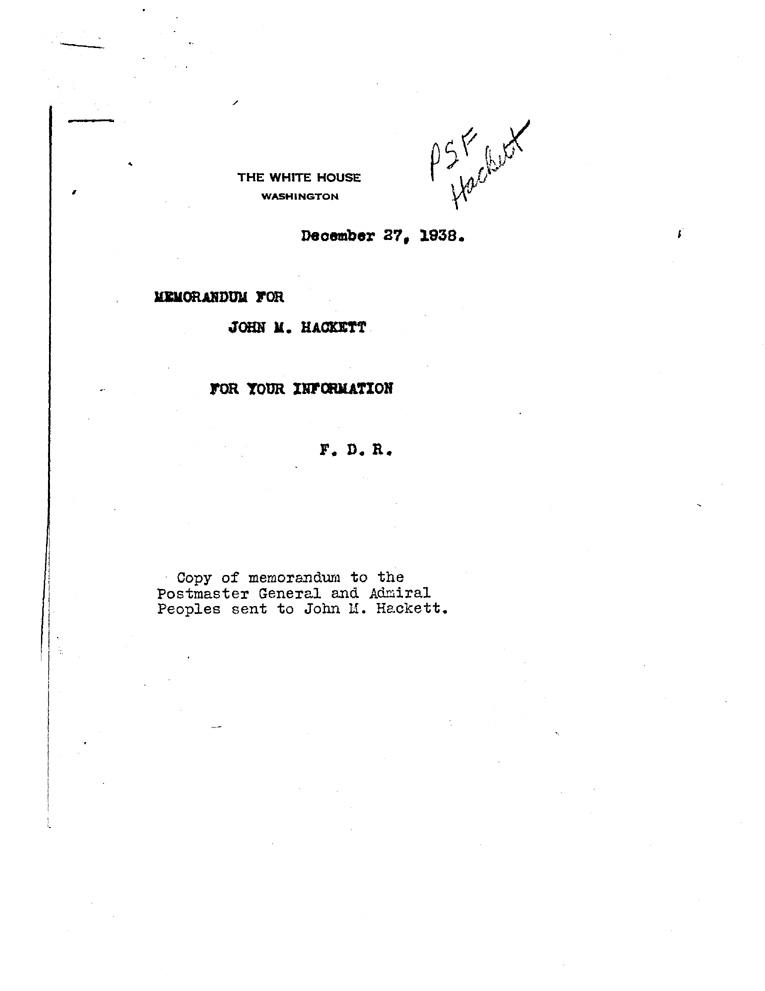 [a908df01.jpg] - Letter to FDR from Hackett November 4, 1938