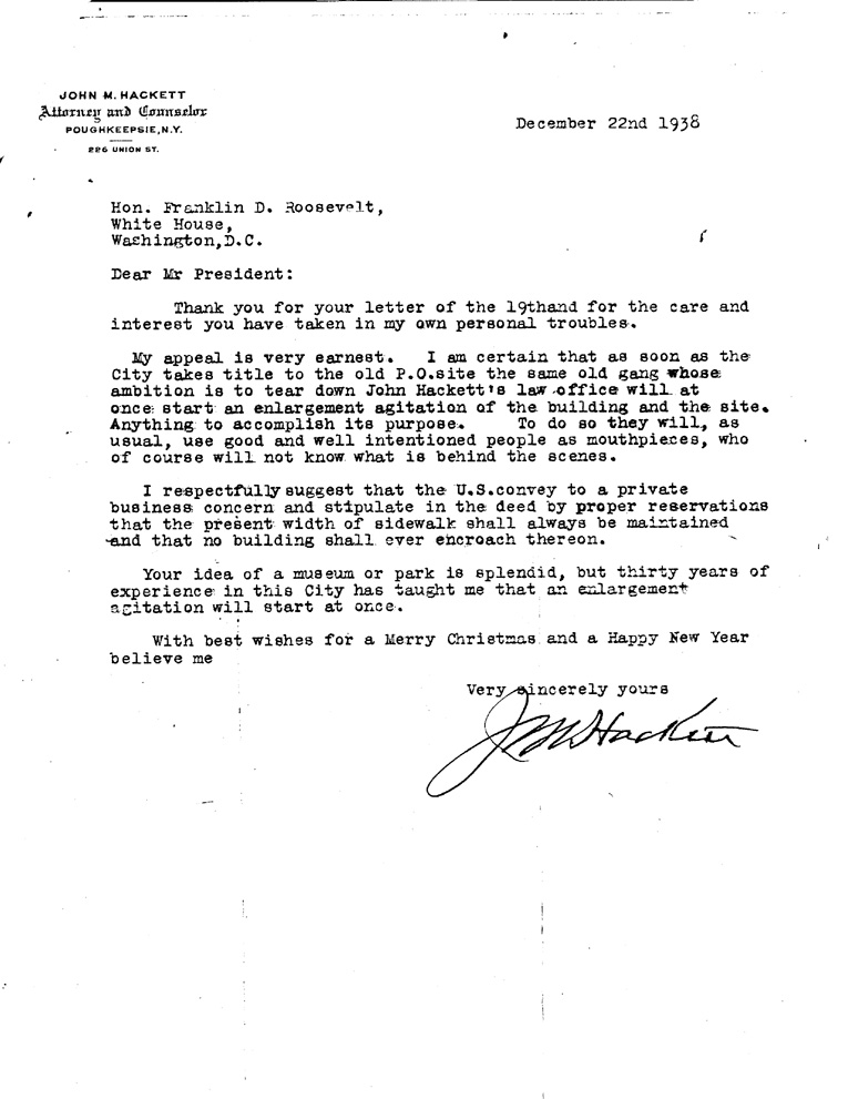 [a908dg01.jpg] - Letter to Hackett from FDR December 9, 1938