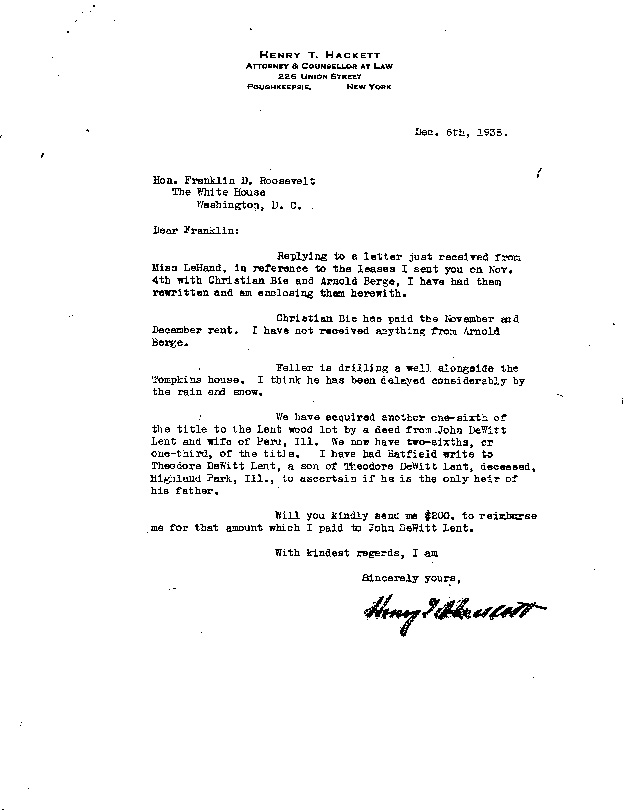 [a908dh01.jpg] - Letter to FDR From Hackett December 6, 1938