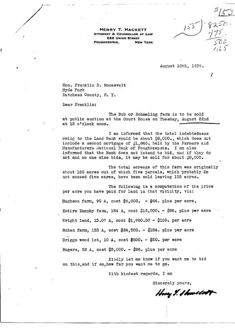 [a909ak01.jpg] - Letter to FDR from Hackett August 10, 1939
