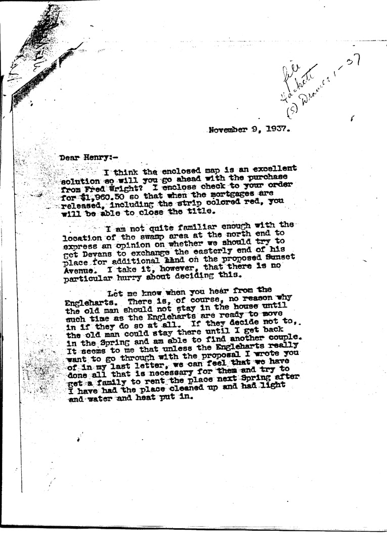 [a909ap01.jpg] - Letter to Hackett from FDR November 9, 1937