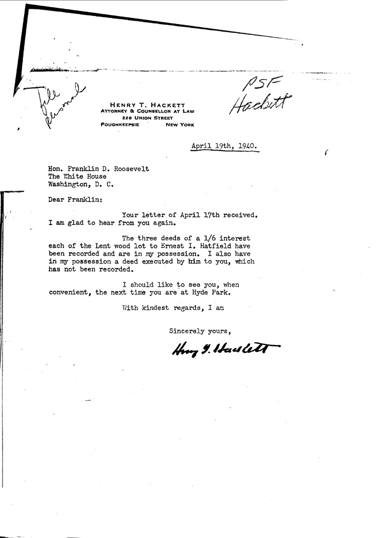 [a909bd01.jpg] - Letter to FDR from Hackett April 19, 1940