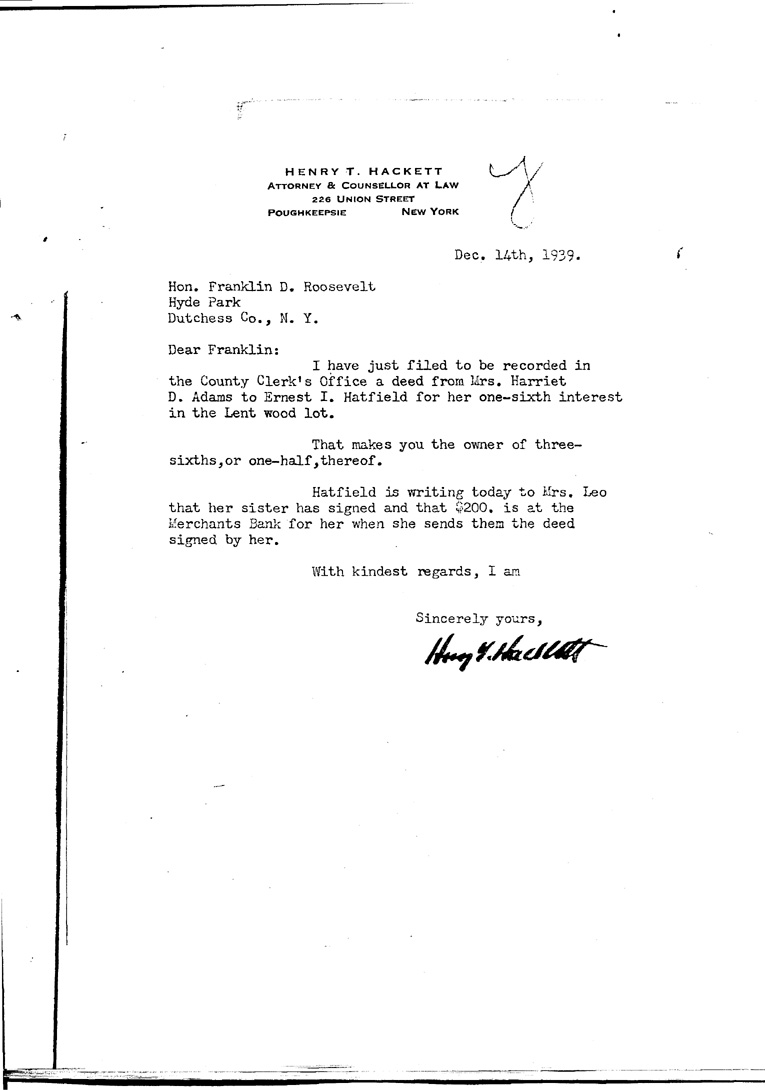 [a909bj01.jpg] - Letter to FDR from Hackett December 14, 1939