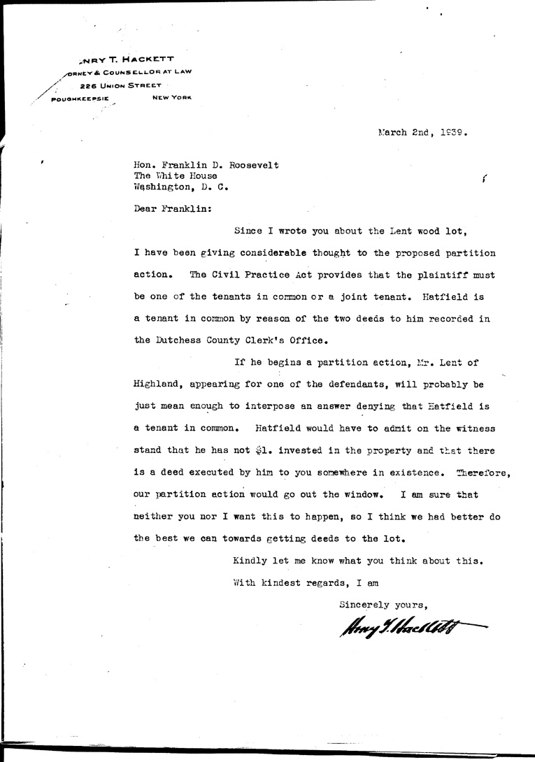 [a909bq01.jpg] - Letter to FDR From HackettMarch 2, 1939