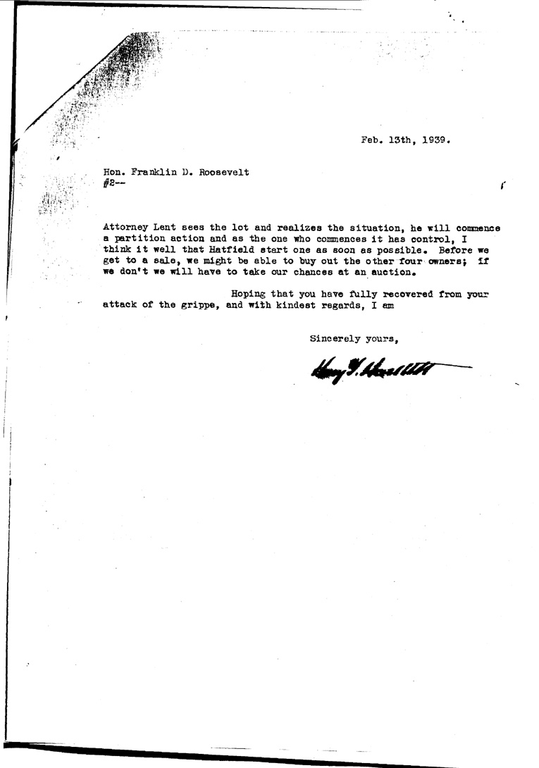 [a909bs02.jpg] - Letter to FDR from Hackett February 13, 1939