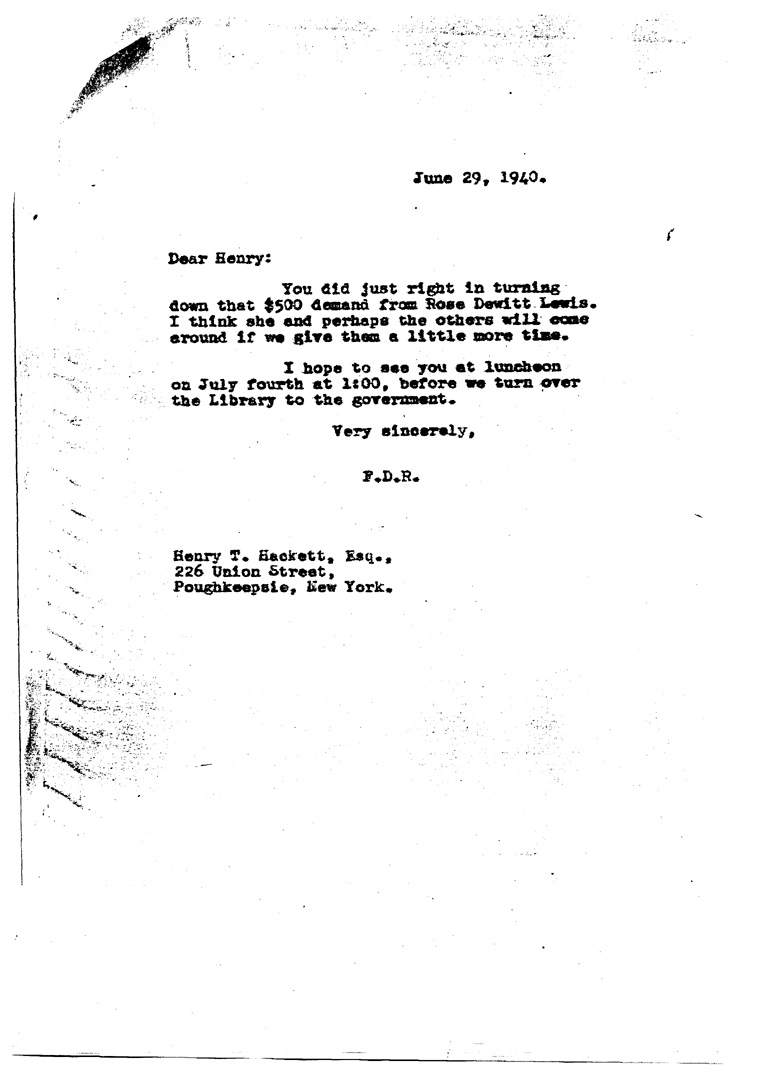 [a909bw01.jpg] - Letter to Hackett from FDR June 29, 1940