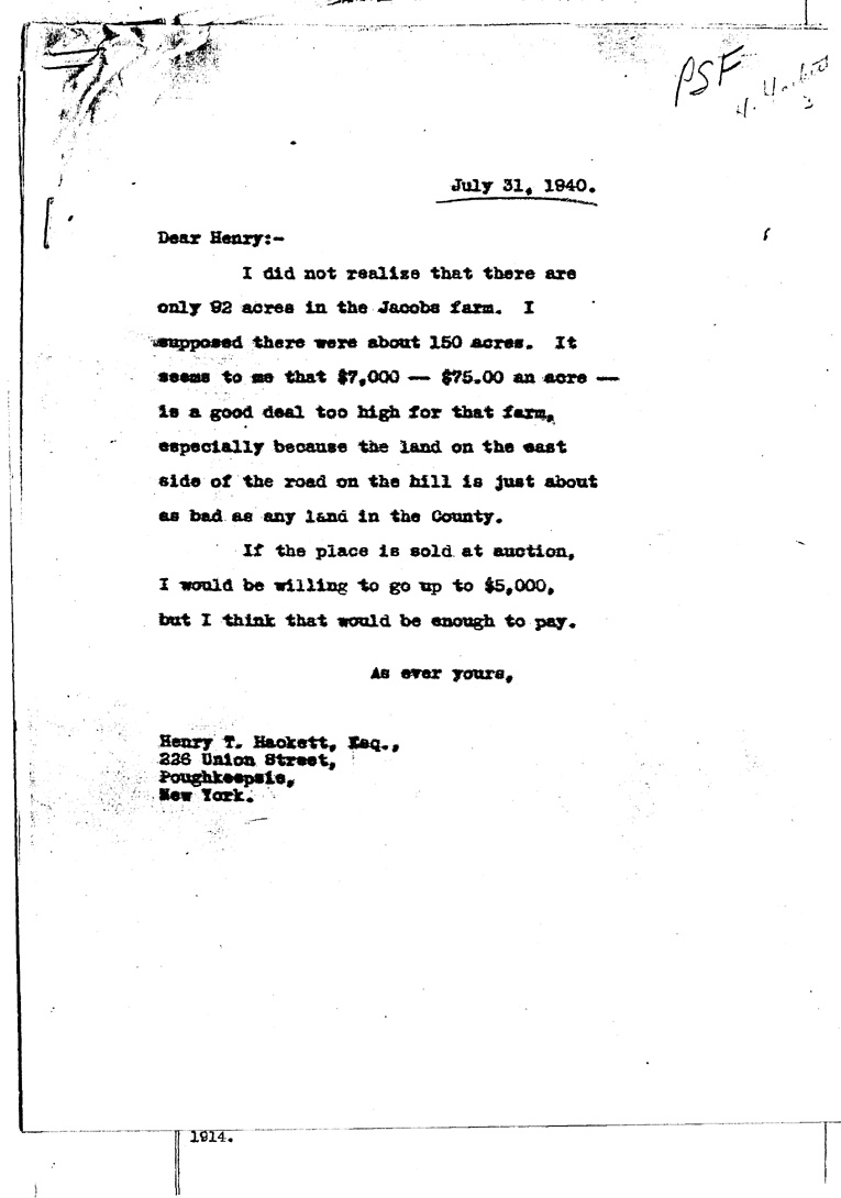 [a909cb01.jpg] - Letter to Hackett from FDR July 31, 1940