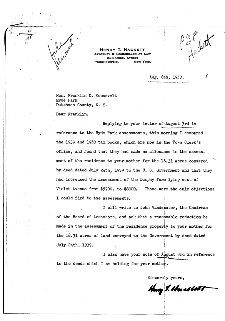 [a909ch01.jpg] - Letter to FDR from Hackett August 5, 1940