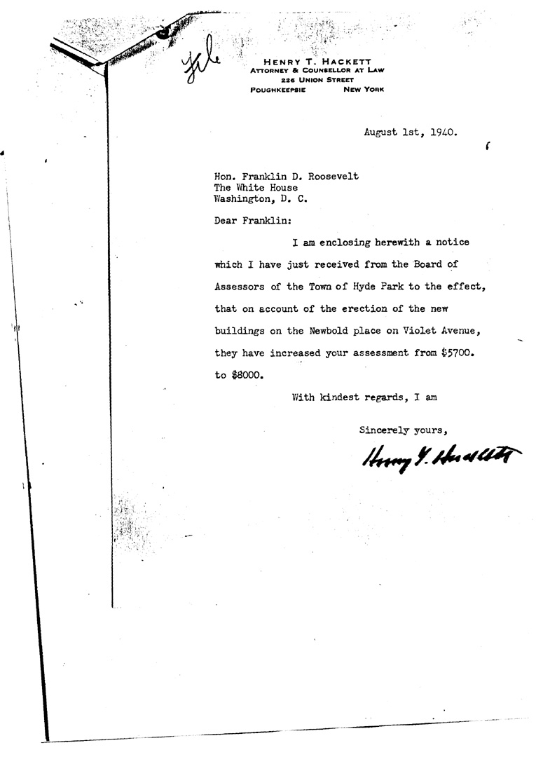 [a909cj01.jpg] - Letter to FDR from Hackett August 1, 1949