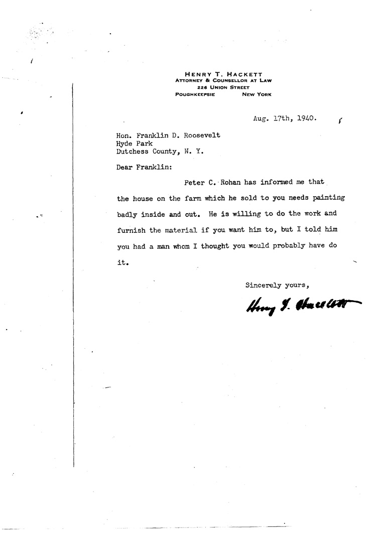 [a909cm01.jpg] - Letter to FDR from Hackett August 17, 1940