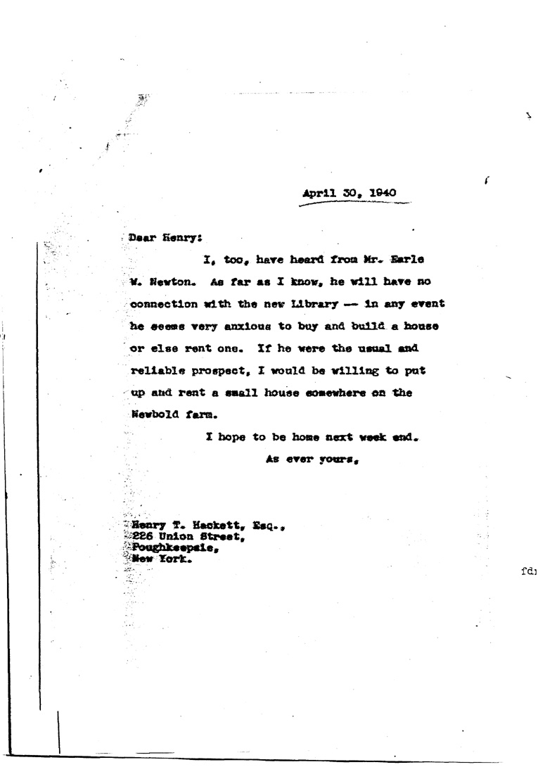 [a909co01.jpg] - Letter to Hackett from FDR April 30, 1940