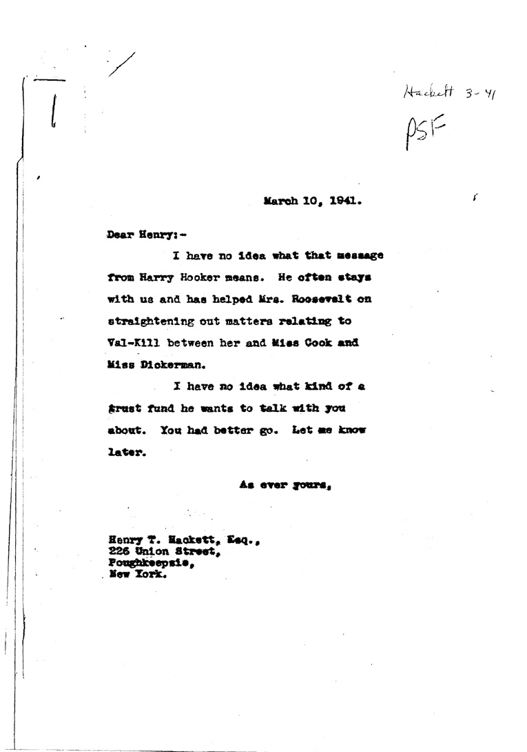 [a909dd01.jpg] - Letter to Hackett from FDRMarch 10, 1941