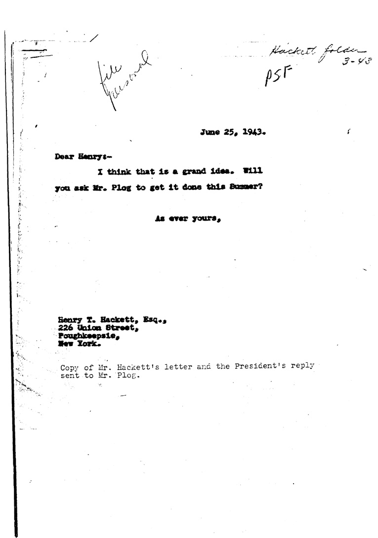 [a909ec01.jpg] - Letter to Hackett from FDR June 25, 1943