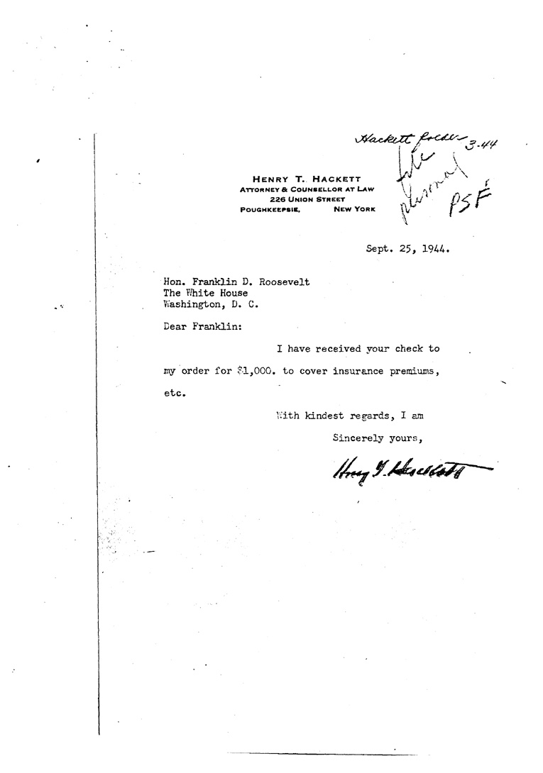 [a909ek01.jpg] - Letter to FDR From Hackett September 25, 1944