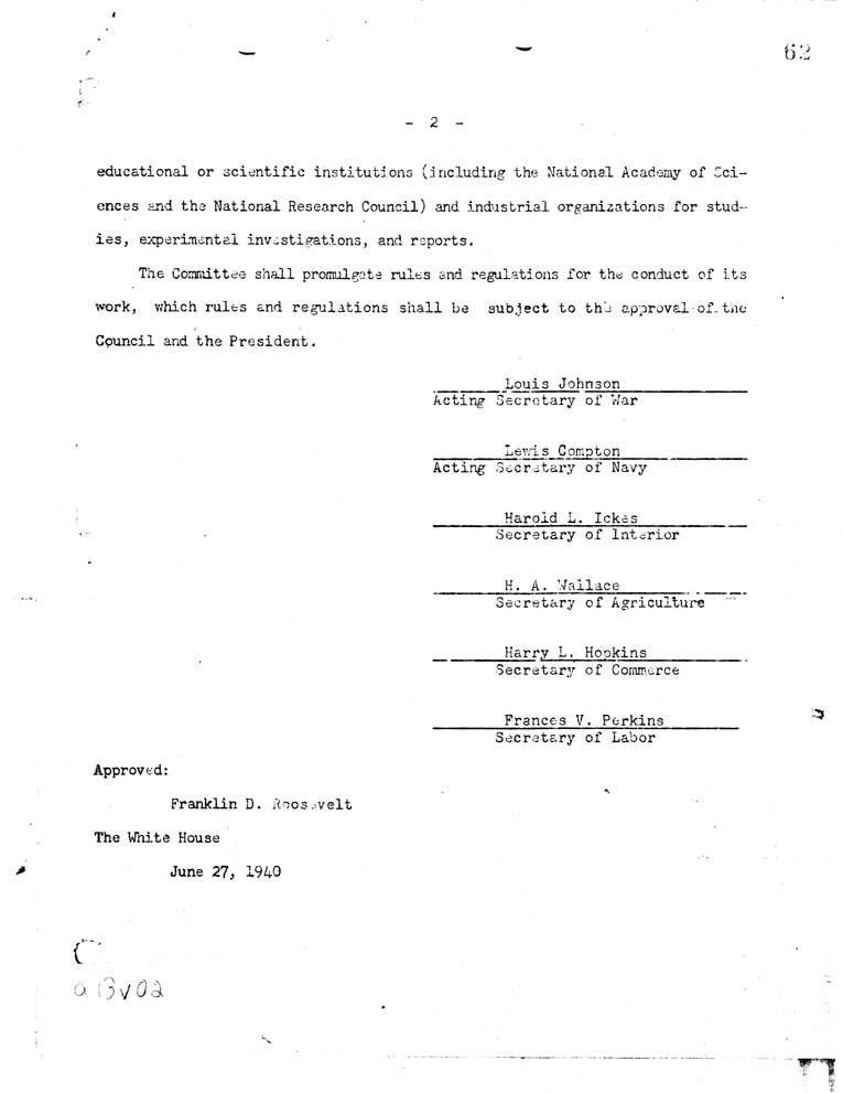 [a13v02.jpg] - Order Establishing the National Defense Research Committee