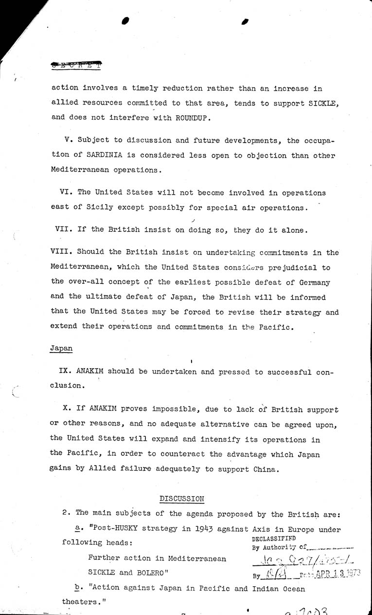[a17c03.jpg] - Recommended Line of Action at coming conference 5/8/43