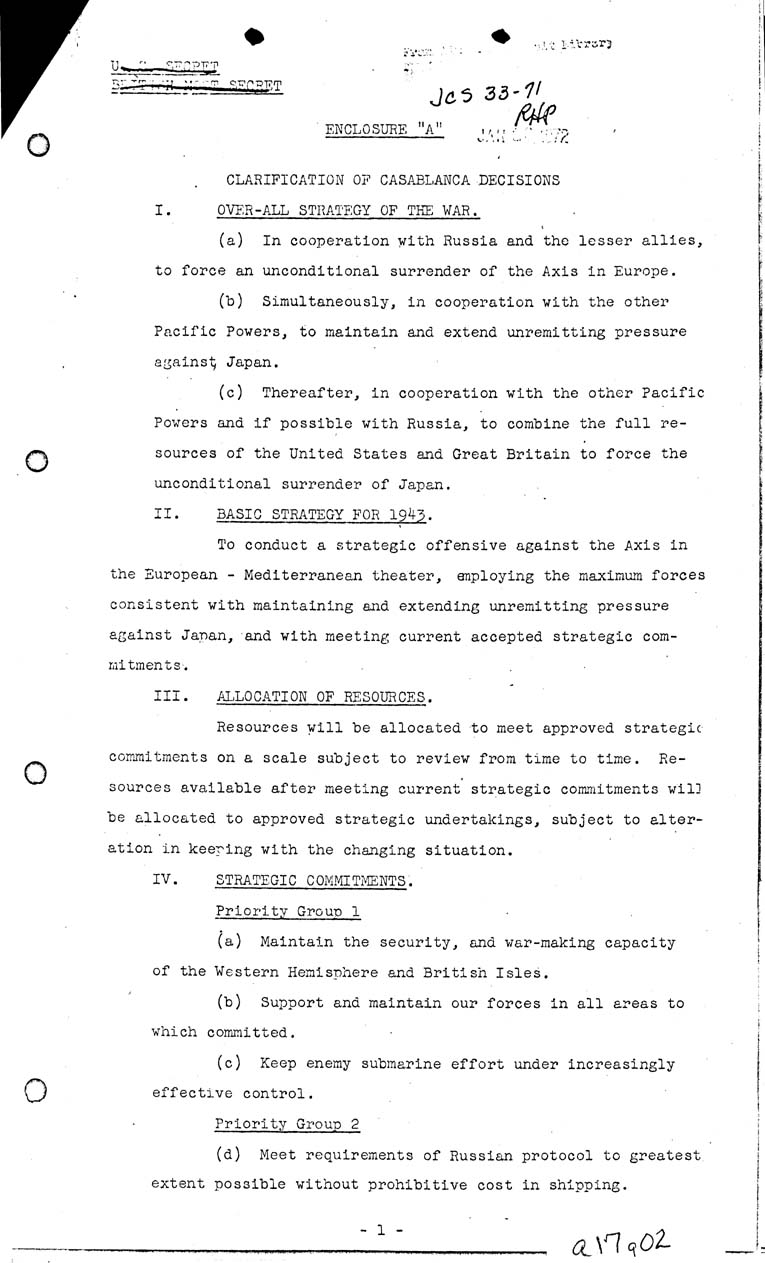[a17g02.jpg] - Combined Chiefs of Staff, Survey of Current Strategic Situation, Memo by US Chiefs of Staff April 13th 1943 - Encl. A