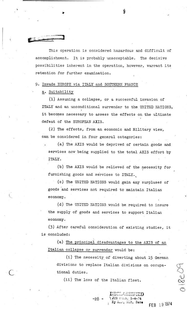 [a18e09.jpg] - Joint Chiefs of Staff, Invasion of the European Continent from the United Kingdom in 1943-1944 (J.C.S. 288/1) May 8, 1943