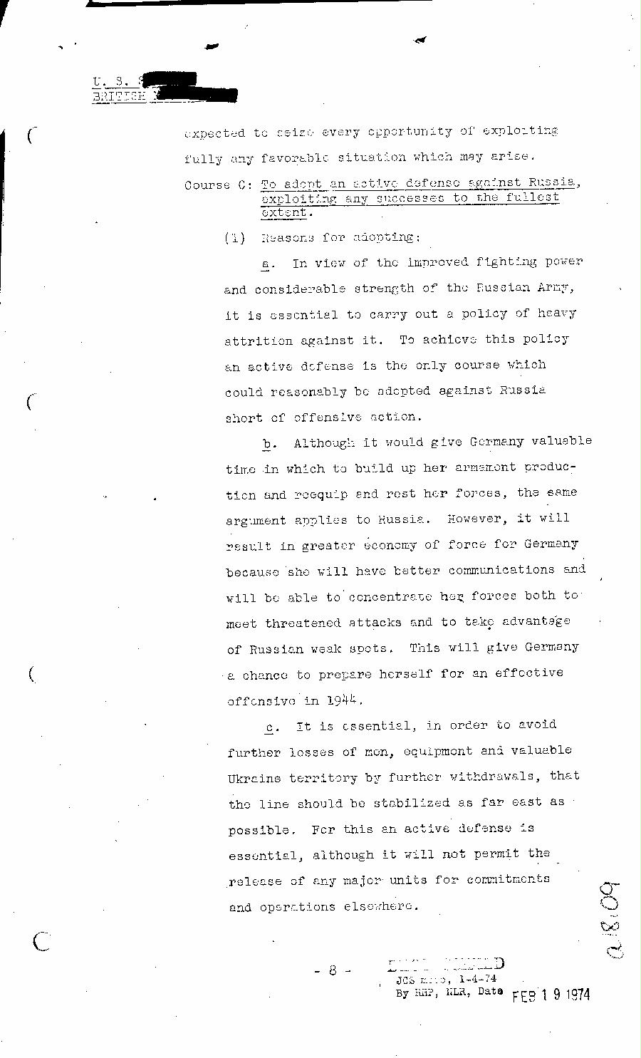 [a18i09.jpg] - Combined Intelligence Committee, German Strategy in 1943. April 8, 1943 (C.I.C 16/1)