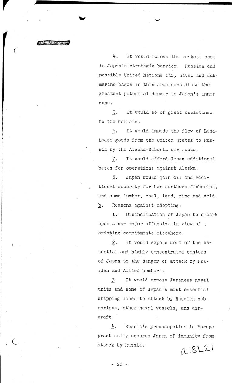 [a18l21.jpg] - Joint Intelligence Committee, Japanese Strategy, 1943-March 5, 1943 (J.I.C 80/1)