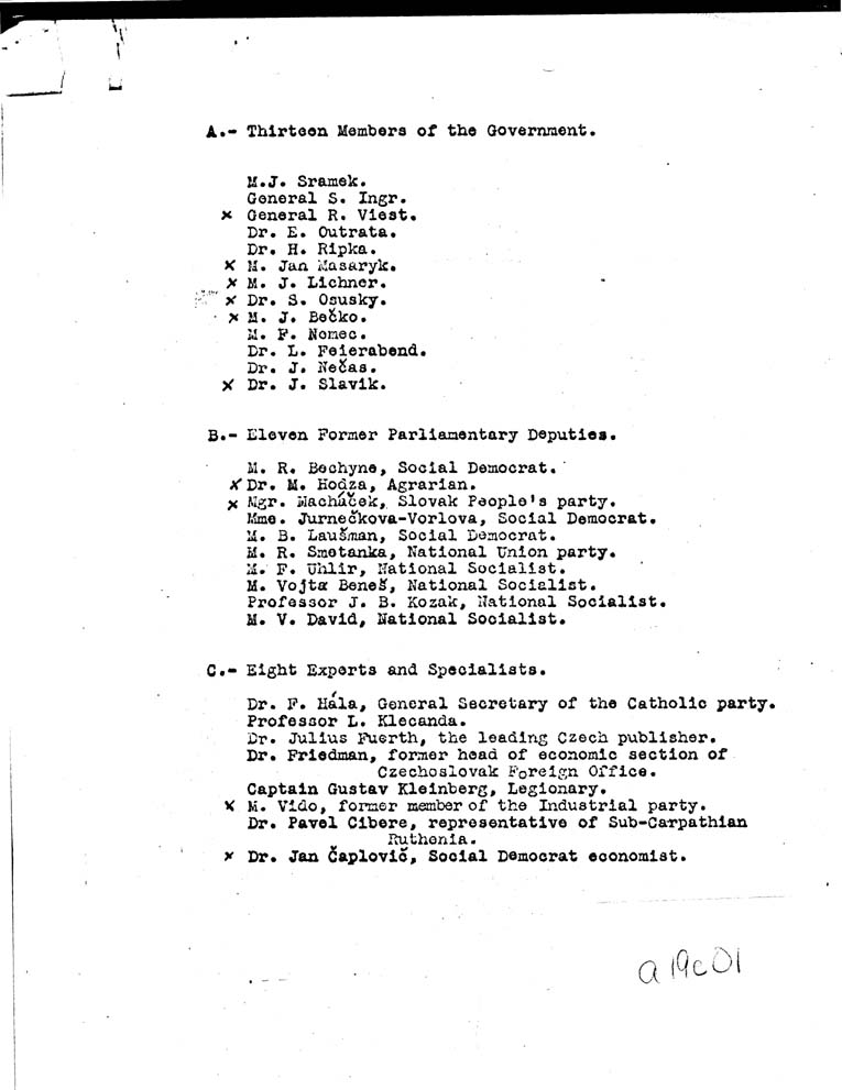 [a19e01.jpg] - List of: Members of Gov't, Parlimentary Deputies, Experts & Specialists