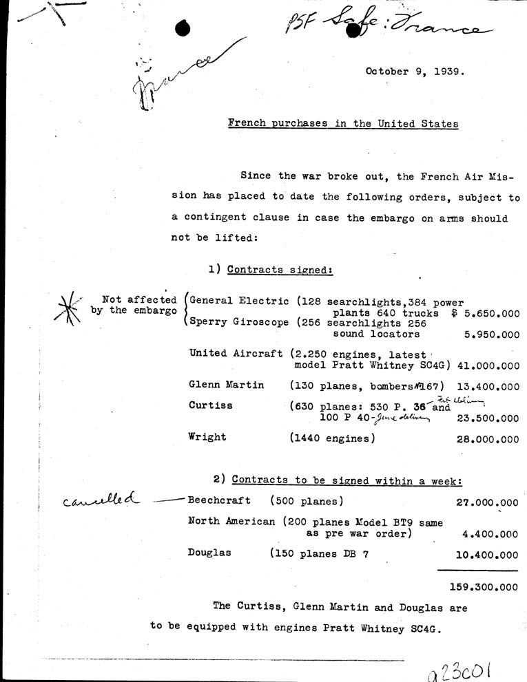 [a23c01.jpg] - French Purchases in US-10/9/39