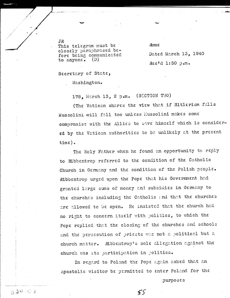 [a24i03.jpg] - Phillips to the Secretary of State- March 13, 1940