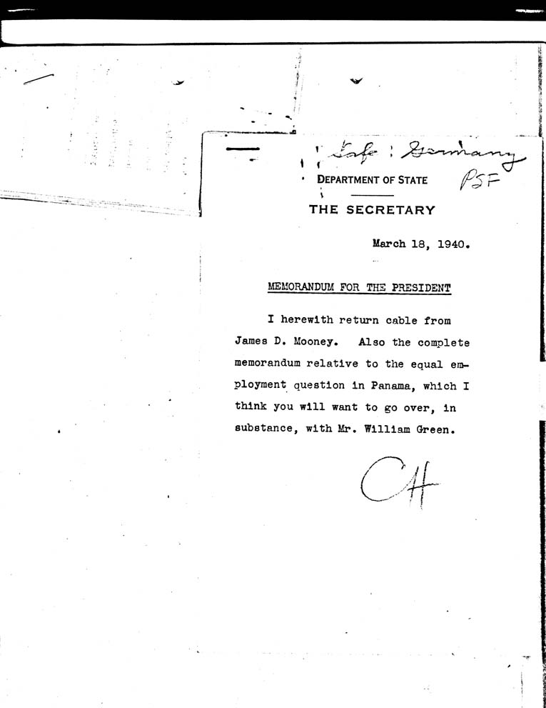 [a24j01.jpg] - Memorandum for the President- March 19, 1940