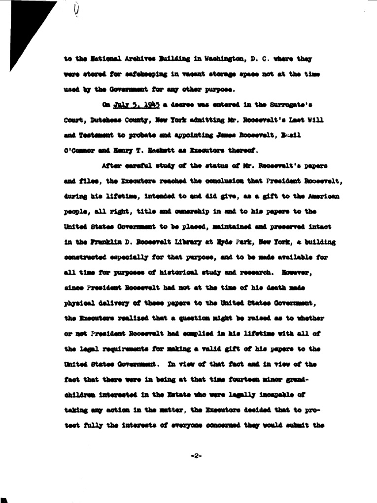 [a901bf02.jpg] - Statement of regards of F.D.R.'s paper that President Truman put aside