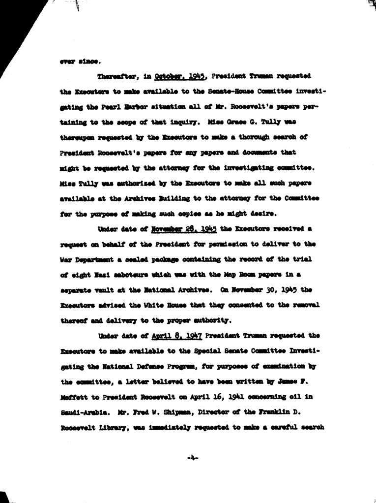 [a901bf04.jpg] - Statement of regards of F.D.R.'s paper that President Truman put aside