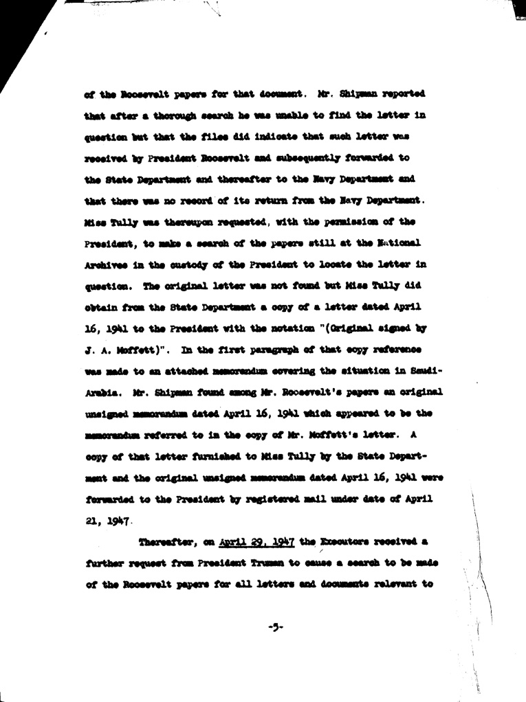 [a901bf05.jpg] - Statement of regards of F.D.R.'s paper that President Truman put aside