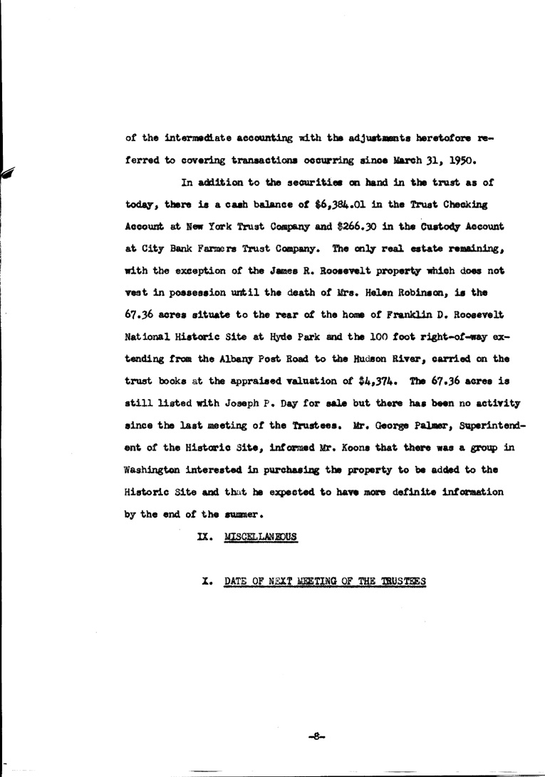 [a902aa09.jpg] - Minutes of Trustees meeting for F.D.R.'s estate August 9, 1950