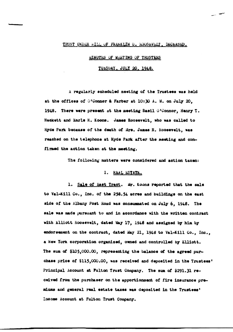 [a902ab03.jpg] - Minutes of Trustees meeting for F.D.R.'s estate July 20, 1948