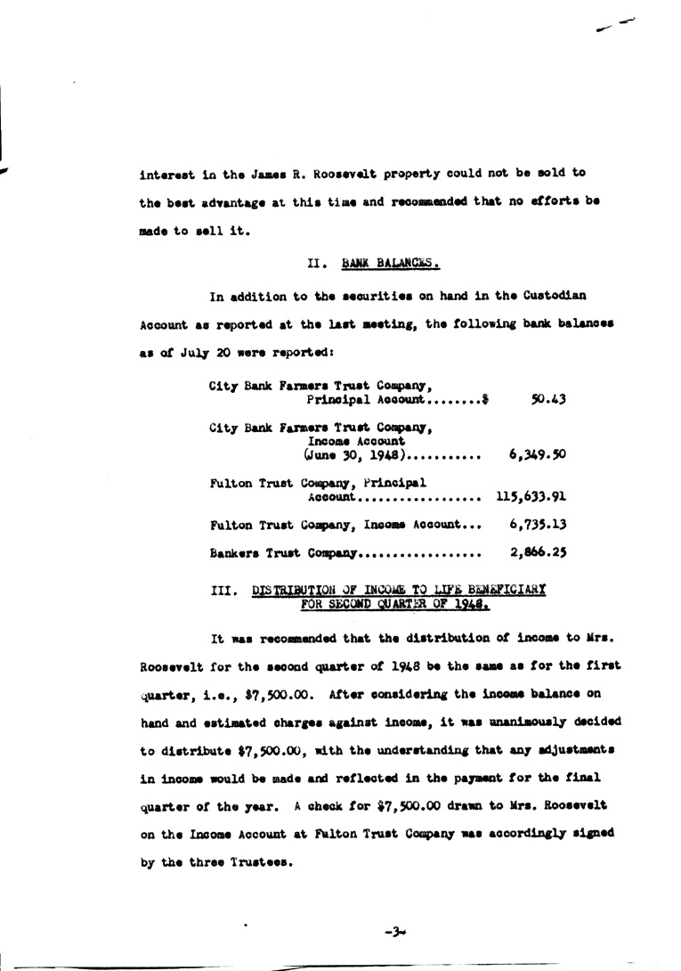 [a902ab05.jpg] - Minutes of Trustees meeting for F.D.R.'s estate July 20, 1948