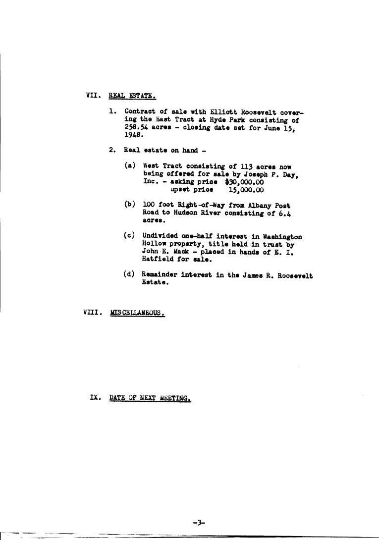 [a902ac03.jpg] - Agenda and Minutes of Trustees meeting for F.D.R.'s estate June 10, 1948