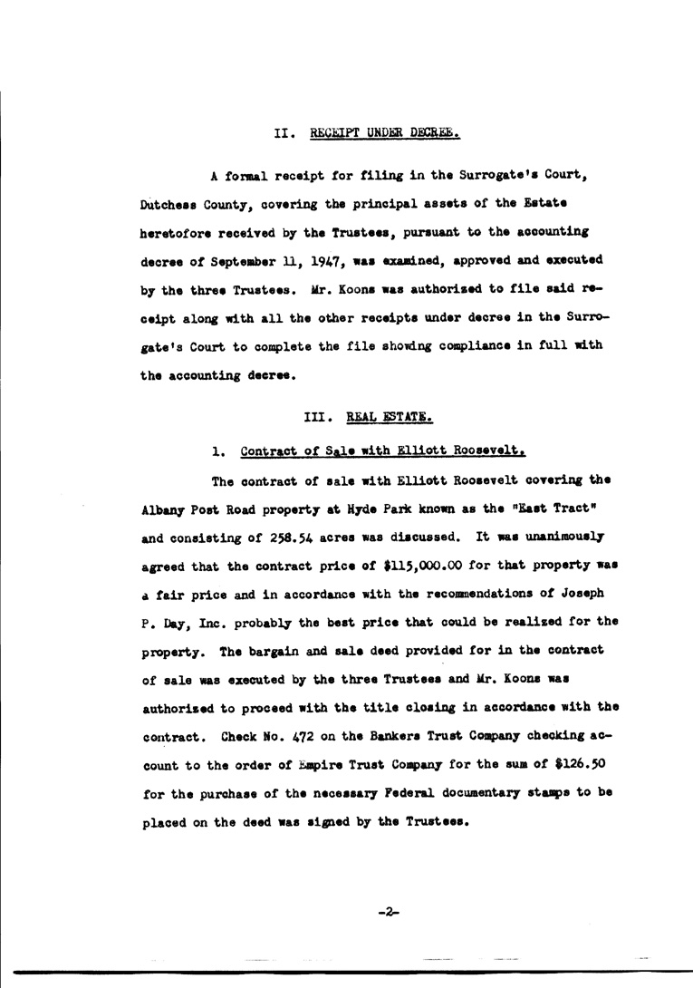 [a902ac05.jpg] - Agenda and Minutes of Trustees meeting for F.D.R.'s estate June 10, 1948