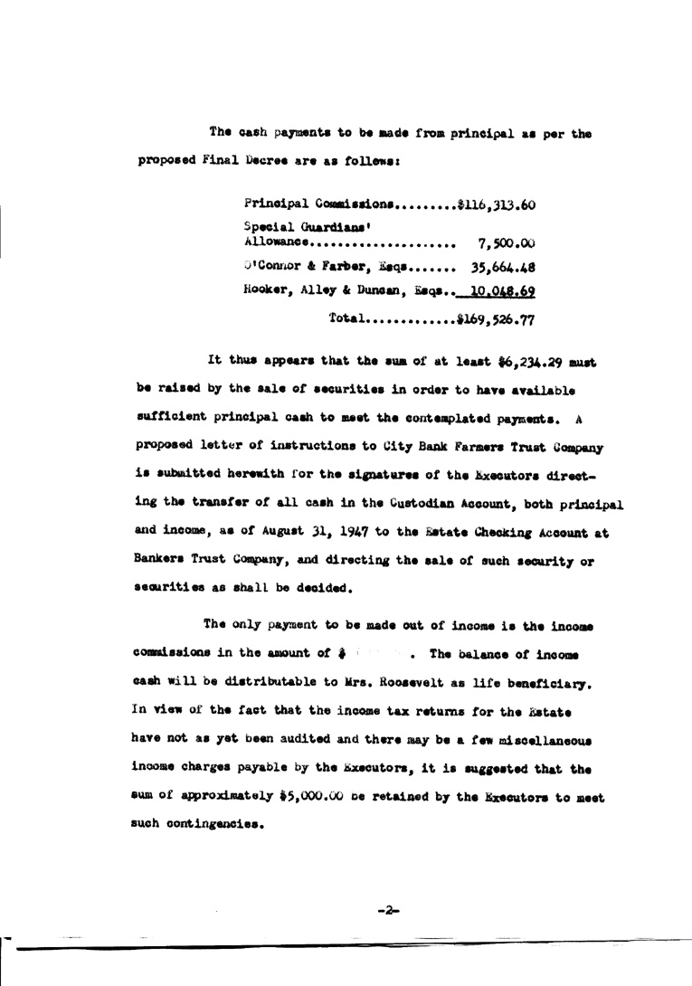 [a902ad02.jpg] - Agenda for Meeting of Executors of F.D.R.'s estate September 5, 1947