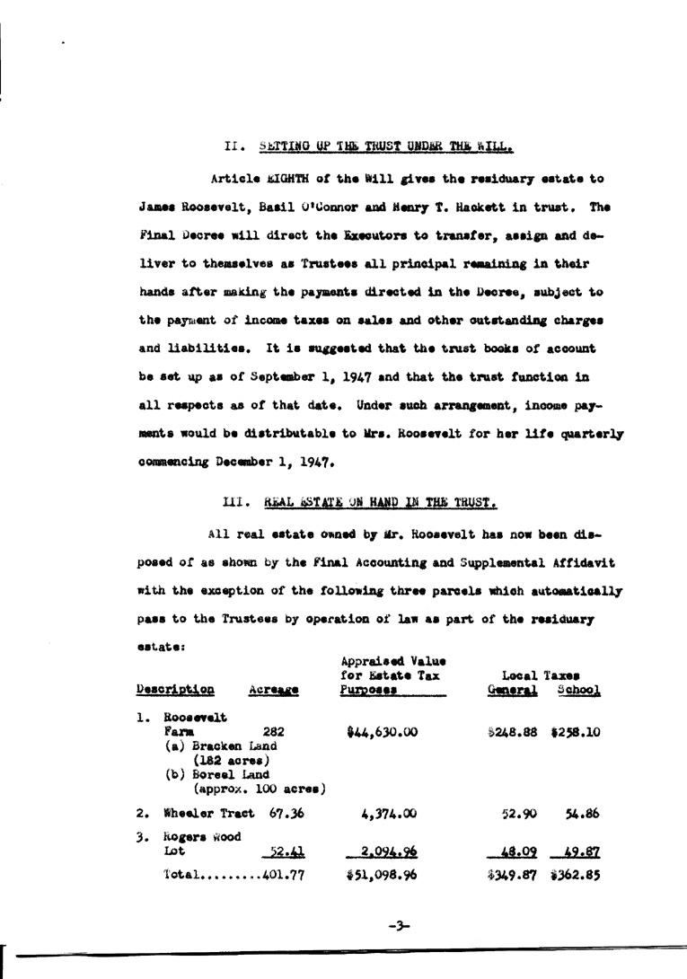 [a902ad03.jpg] - Agenda for Meeting of Executors of F.D.R.'s estate September 5, 1947
