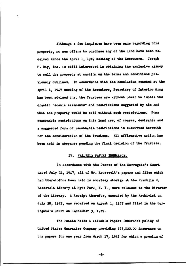 [a902ad04.jpg] - Agenda for Meeting of Executors of F.D.R.'s estate September 5, 1947